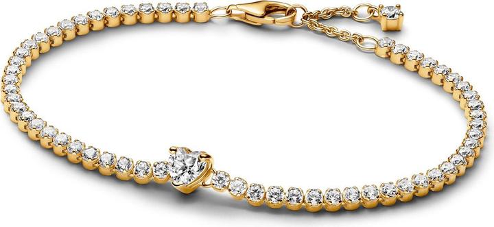 Actual product image Pandora Sparkling Heart Tennis Bracelet (20 cm, Gold plated, Metal)