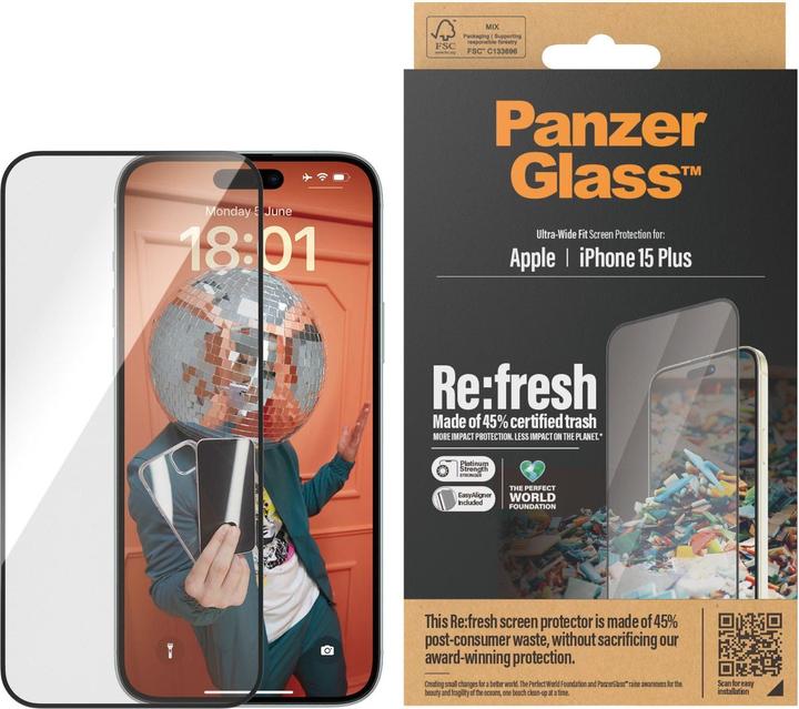 Immagine prodotto PanzerGlass Pellicola protettiva Ultra-Wide Fit w. EasyAligner (1 Pezzo/i, Apple iPhone 15 Plus)