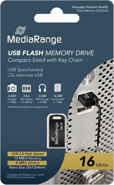 Produktbild MediaRange USB Nano-Speicherstick (16 GB, USB-A)