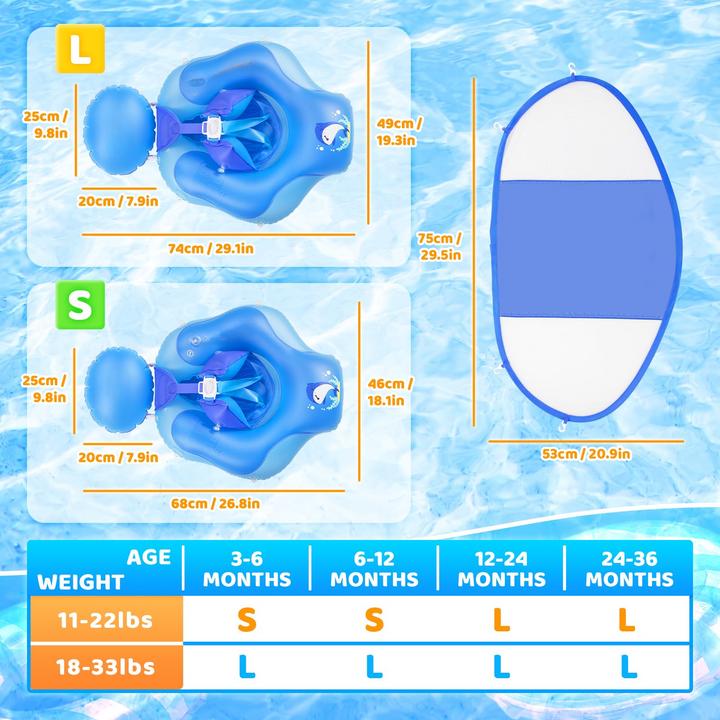 Actual product image Activity Board Swimming ring baby with UPF50+ sun canopy, swimming aid baby for the pool, adjustable