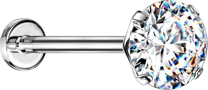 Produktbild Star Piercing Micro Threadless Labret silber mit Kristall silber gefasst (Chirurgenstahl 316L)