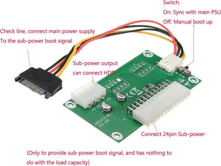 Immagine prodotto PowerGuard Scheda di avvio dell'adattatore di alimentazione doppia ATX a 24 pin con cavo SATA