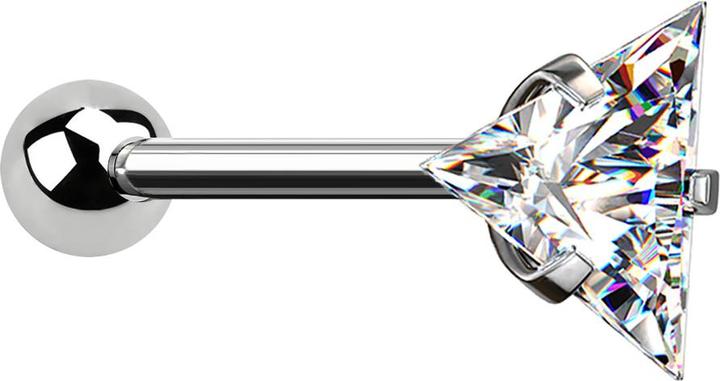 Actual product image Star Piercing Micro barbell silver with ball and triangle crystal (without brass, Surgical steel 316L)