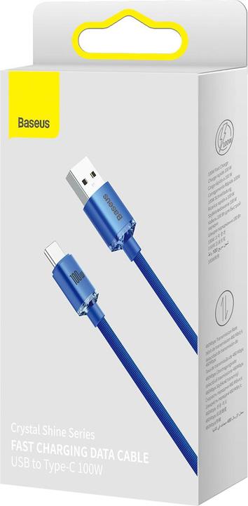 Image du produit Baseus Crystal Shine Series Fast Charging Data Cable USB to Type-C 100W 2m Blue (2 m, USB 2.0)