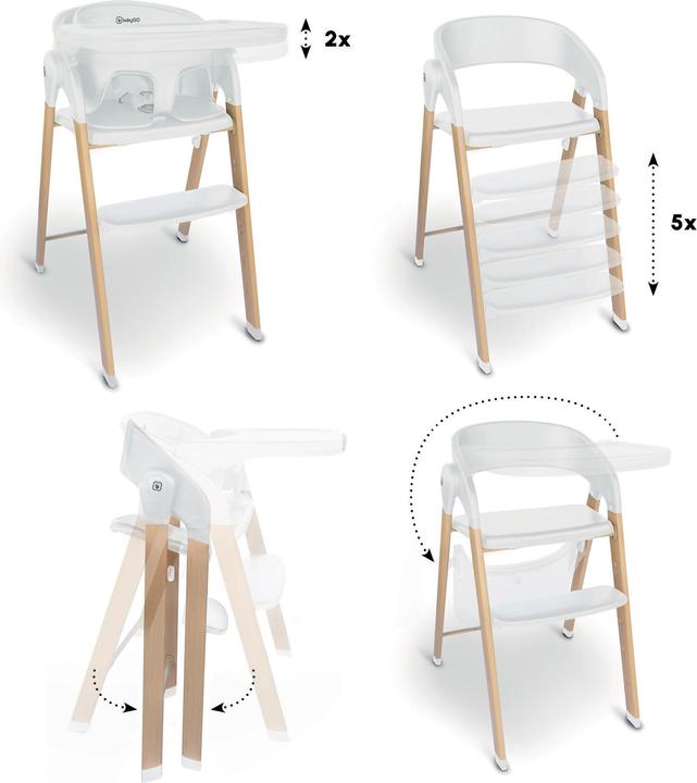Produktbild BabyGo Hochstuhl Levels white wood optic (Hochstuhl)