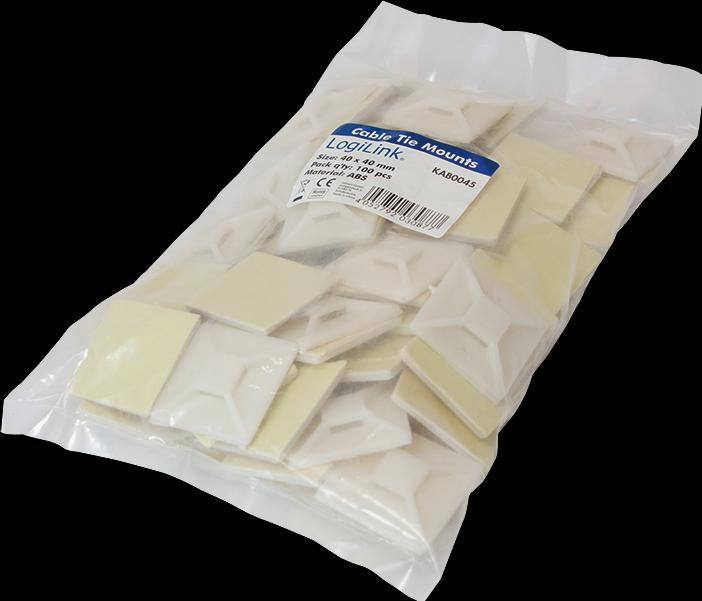 Productafbeelding LogiLink Kabelbinderhouders, zelfklevend, kabelbinderhouder: (Plastic kabelbinders, 40 mm, 100 Pcs.)