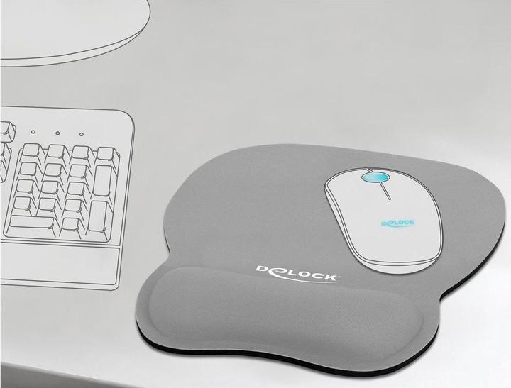 Produktbild Delock Ergonomische Mausmatte mit Handballenauflage, grau Grau (L)