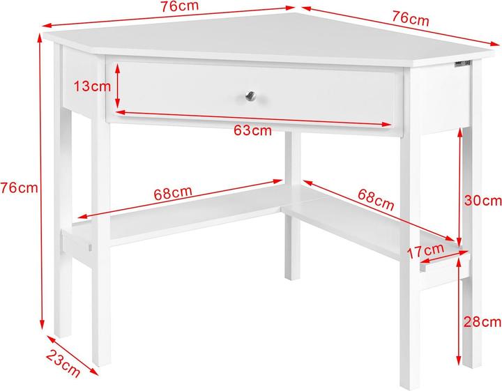 Produktbild SoBuy Eckschreibtisch (76 x 76 x 76 cm)