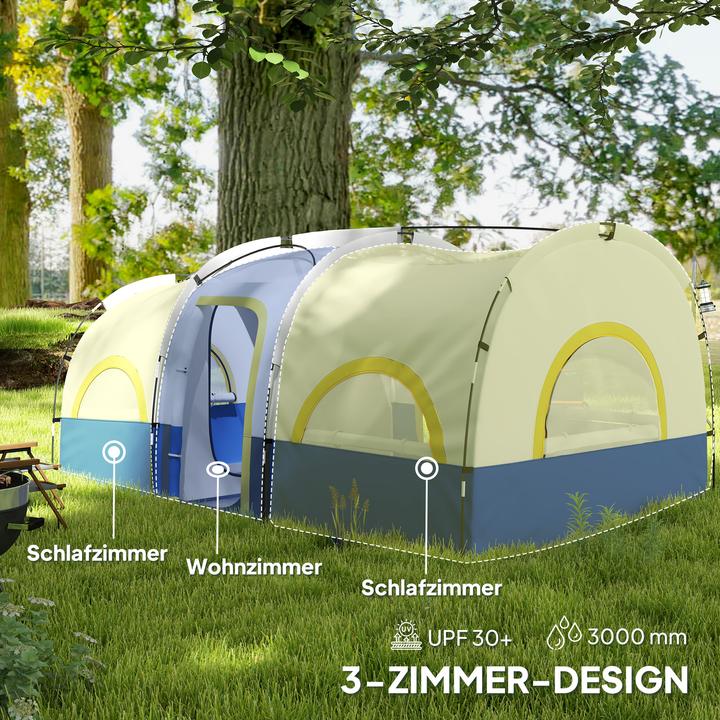 Image du produit Outsunny Campingzelt Oxfordstoff, Fiberglas Dunkelblau+Weiss (6 personnes)