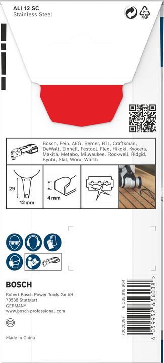 Immagine prodotto Bosch Professional Zubehör Lama PRO ALI 12 SC per utensili multifunzione, 4 x 12 mm