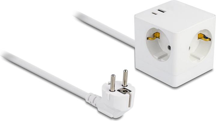 Actual product image Delock Socket outlet cube with 3-way extension cable with child safety lock (3 x, CEE 7/7, 1.50 m)