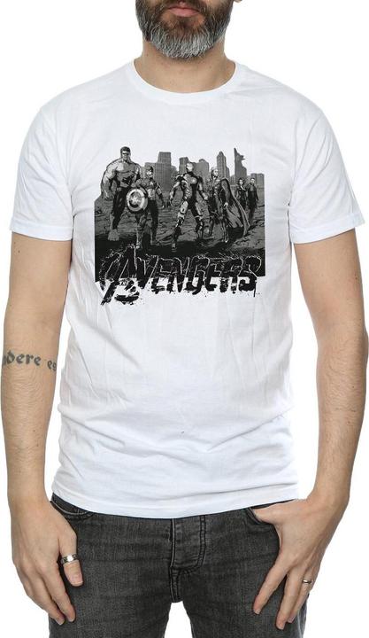 Actual product image Mens Avengers Mono Team Art T-Shirt (S)