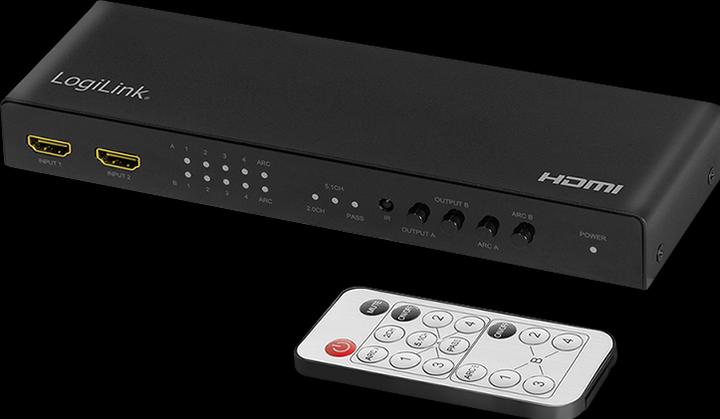 Produktbild LogiLink Switch 4x2 HDMI, 4K 60Hz, auf Pult