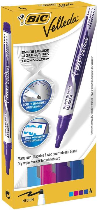 Image du produit Bic Marqueur pour tableau blanc Velleda (Bleu clair, Lila, Rose, Bleu foncé, 4.20 mm)