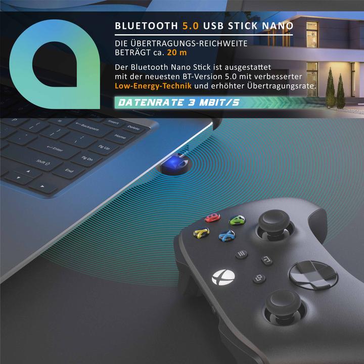 Immagine prodotto Aplic Adattatore USB Bluetooth 5.0 per PC/laptop, ricevitore/trasmettitore, dongle compatibile con (Trasmettitore e ricevitore)