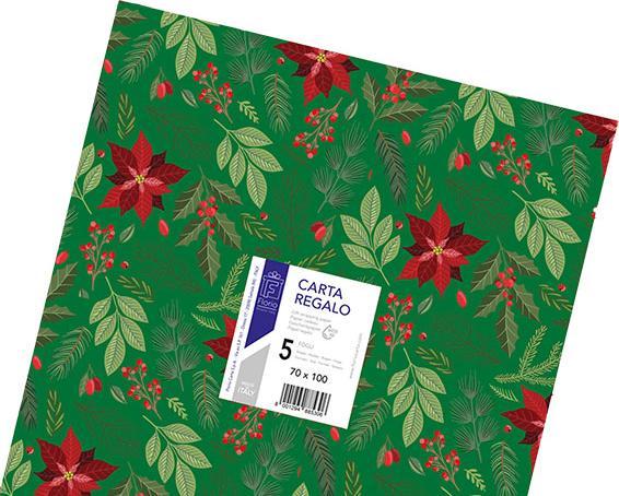 Altri Carta Regalo Natale Confezione 5 Fogli 70x100cm