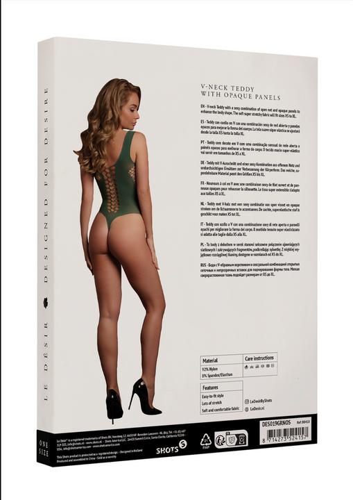 Image du produit Le Désir V-Neck Teddy with Opaque Panels - One Size (Taille unique)