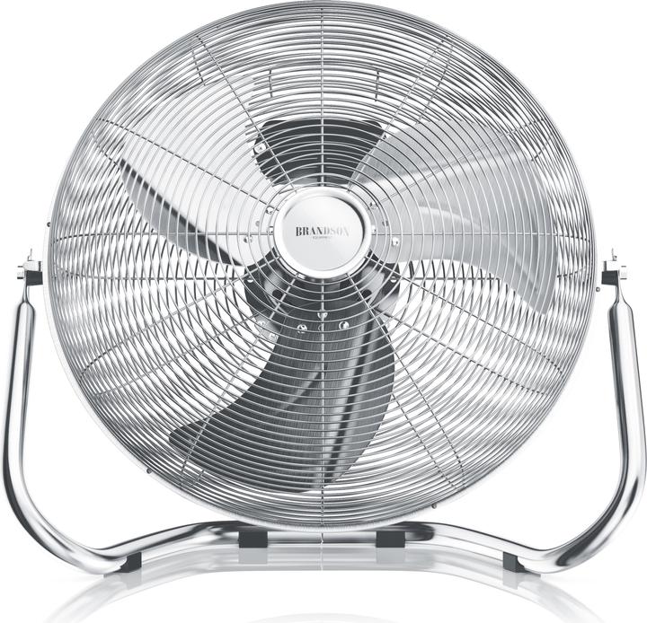 Brandson Wind machine 53.5 cm Ø, retro floor fan 200W tiltable, carrying handle, high air flow, silver (67 dB)
