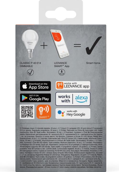 Immagine prodotto Ledvance Mini lampadina Smart+ Wifi (E14, 4.90 W, 470 lm, 1 x, F)