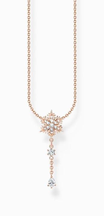 Immagine prodotto Thomas Sabo Collana Fiocco di Neve con Pietre Bianche Oro Rosa (Argento 925, 40 - 45 cm)