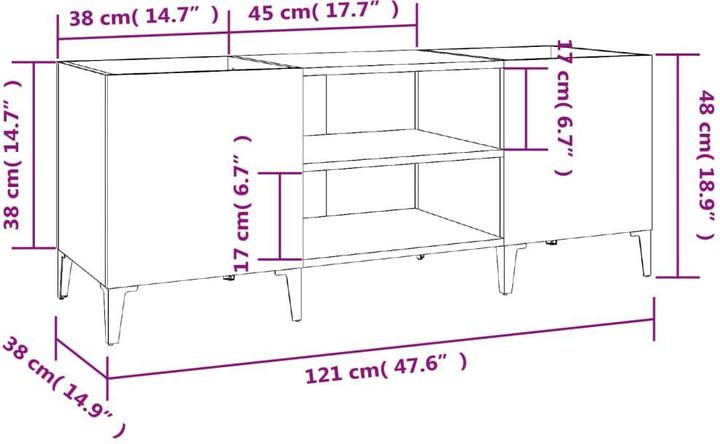 Actual product image VidaXL Plattenschrank Grau Sonoma 121x38x48 cm Holzwerkstoff