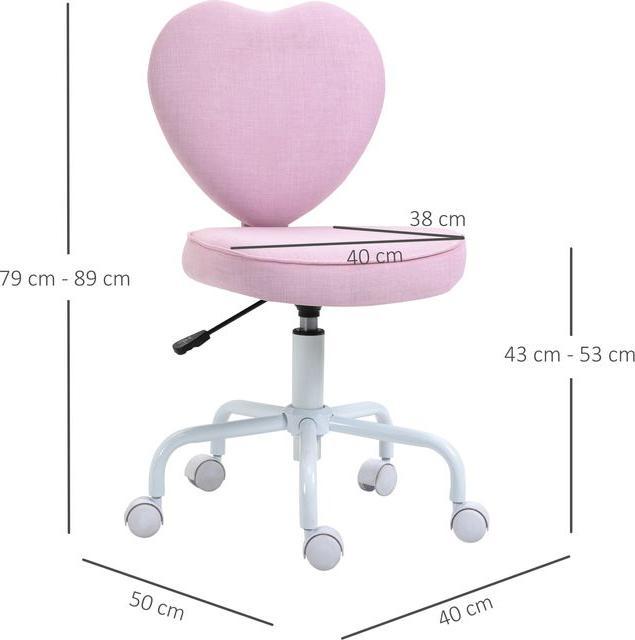 Image du produit Swisshandel24 Fauteuil de direction Chaise d'ordinateur en forme de coeur Rose Tissu en lin