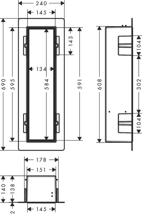 Produktbild hansgrohe XtraStoris Rock Toilettenbürstenhalter, mit Ablage, befliesbare Tür, rahmenlos, 145x140x