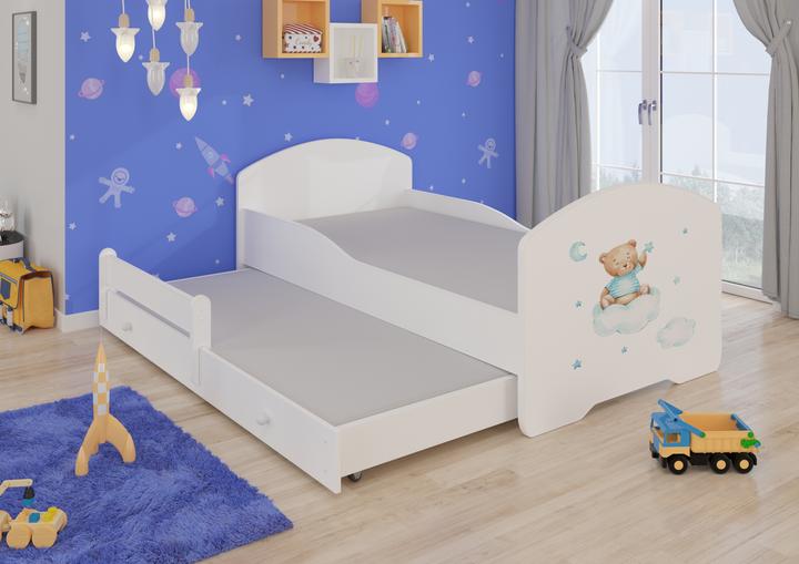Actual product image ADRK Furniture Double Bed with Mattresses PEPE II TEDDY BEAR AND CLOUD 160x80 (160 x 80 cm)