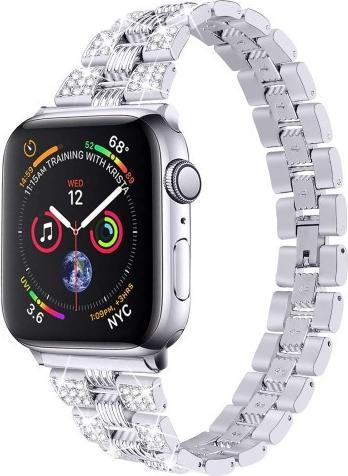 Produktbild Cover-Discount Apple Watch 42/44/45mm - Edelstahl mit Strass Armband silber (42 mm, 44 mm, 45 mm, Edelstahl)