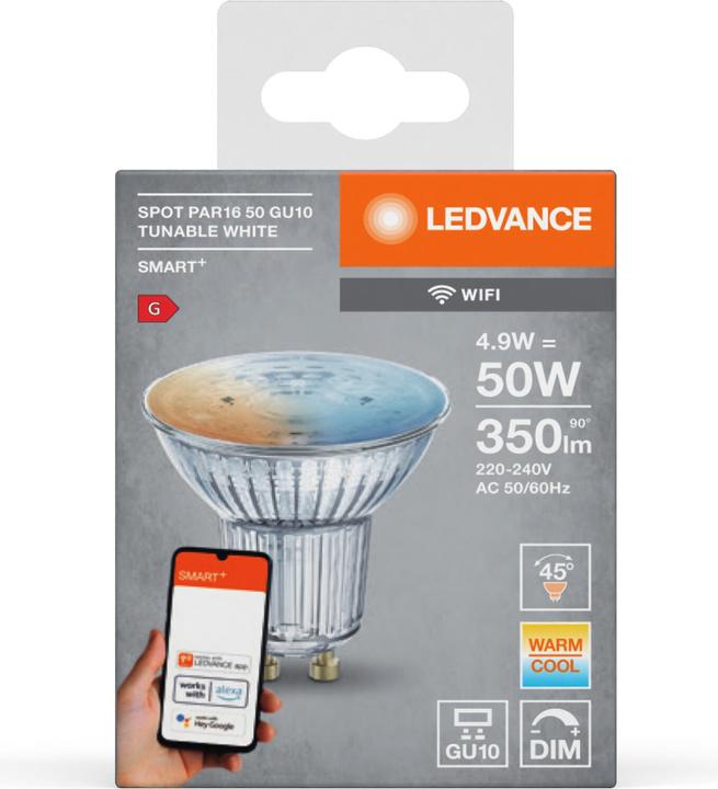 Image du produit Ledvance Smart+ Wifi Spot (GU10, 5 W, 350 lm, 1 x, G)