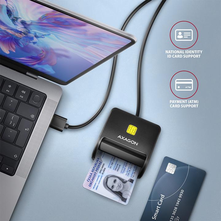 Actual product image Axagon CRE-SM3SD USB Smart Card & SD/microSD/SIM Card FlatReader (USB 2.0)