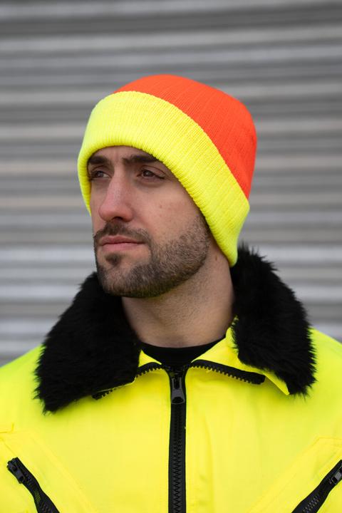 Image du produit Korntex Bonnet tricoté Metz Couleur principale Orange Revers jaune ® KXST