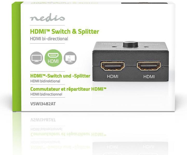Actual product image Nedis HDMI T Switch 3-Port Port(s) 1x HDMIT Input / 2X HDMIT Input 1x HDMIT Output / 2X HDMIT