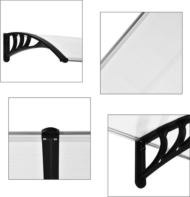 Image du produit Swisshandel24 Auvent pour porte d'entrée 75x195x23 cm 5mm Polycarbonate Alu Transparent