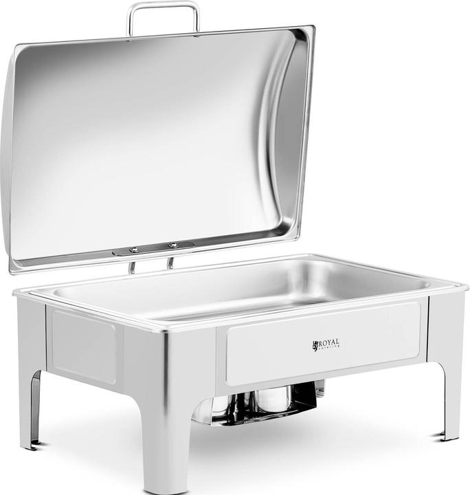 Royal Catering Chafing Dish Warmhaltebehälter Rechaud GN 1/1 8,5 L 2 Brennstoffzellen halbrund