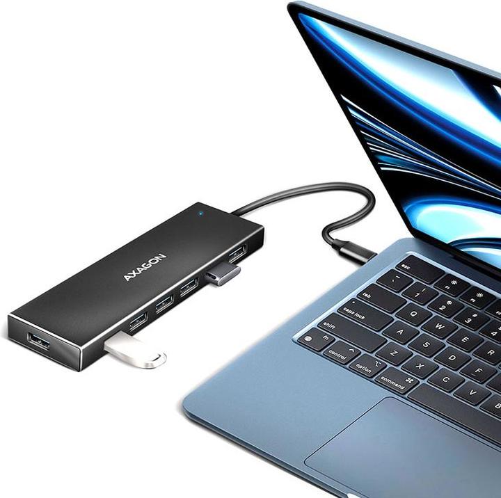 Produktbild Axagon HUE-F7A 7x USB 3.2 Gen 1 Aluminium Flat Hub, 30 cm USB-C-Kabel (USB-C, 7 Ports)