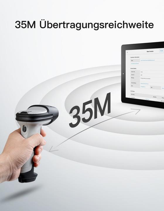 Actual product image Inateck Barcodescanner 72 gray (BCST-72 gray) (2D barcodes, 1D barcodes)
