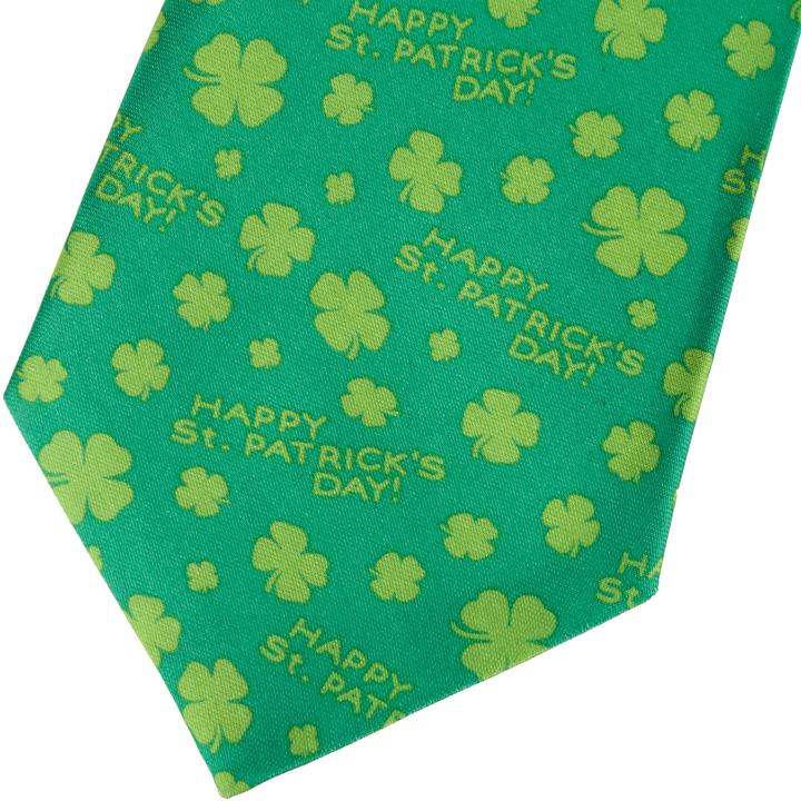 Produktbild Dressforfun St. Patrick’s Day Krawatte mit Kleeblättern und Schriftzug