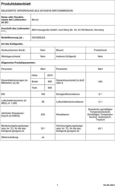 Produktbild Bosch Hausgeräte KGV392LEA (343 l)