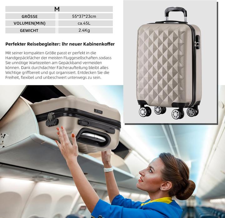 Image du produit Beibye Hartschalen-Trolley (45 l, Bagage à main (jusqu'à 50l))
