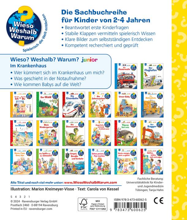 Produktbild Ravensburger Wieso? Weshalb? Warum? junior, Band 75: Im Krankenhaus (Deutsch, Carola von Kessel, Marion Kreimeyer-Visse, 2024)