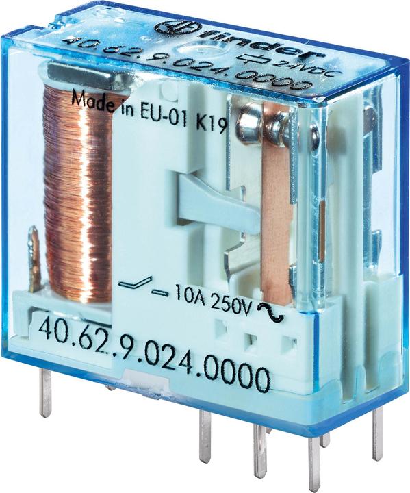 Image du produit Finder 40.62.9.024.0000 Relais pour circuit imprimé 24 V/DC 10 A 2 inverseurs 1 pc. (40.62.9.024.0000)