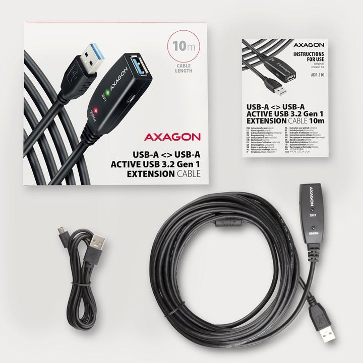 Image du produit Axagon ADR-310 Câble d'extension USB 3.2 Gen 1, actif - 10m (10 m, USB 3.2 Gen 1)