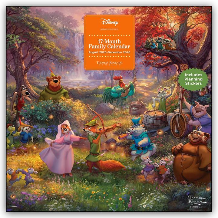 Actual product image Disney Dreams by Thomas Kinkade Studios 17-Month 2025-2026 Family Wall Calendar (English)