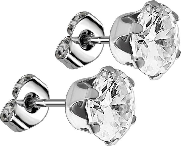 Image du produit Star Piercing Boucles d'oreilles avec cristal rond argenté (sans laiton, Acier chirurgical 316L)