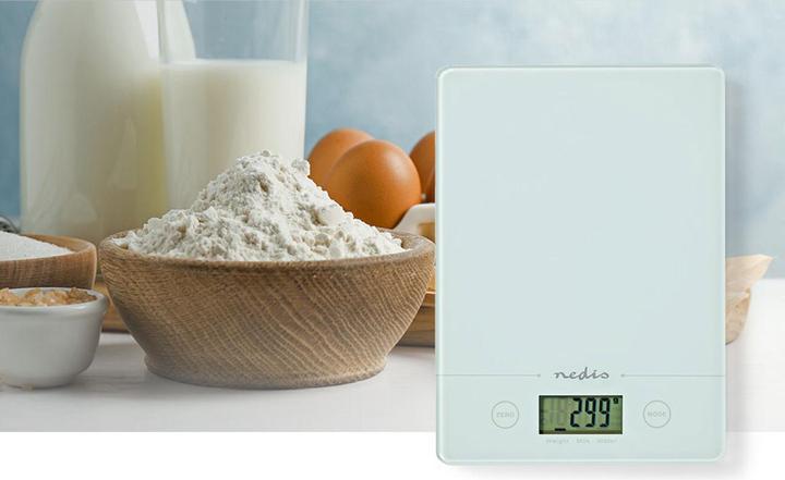 Actual product image Nedis Kitchen Scales | Digital | Glass / Plastic | CR 2032 Battery | White