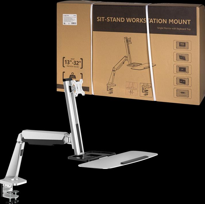 Actual product image LogiLink 1332 Sit/stand workstation Monitor desk holder (Table, 33")