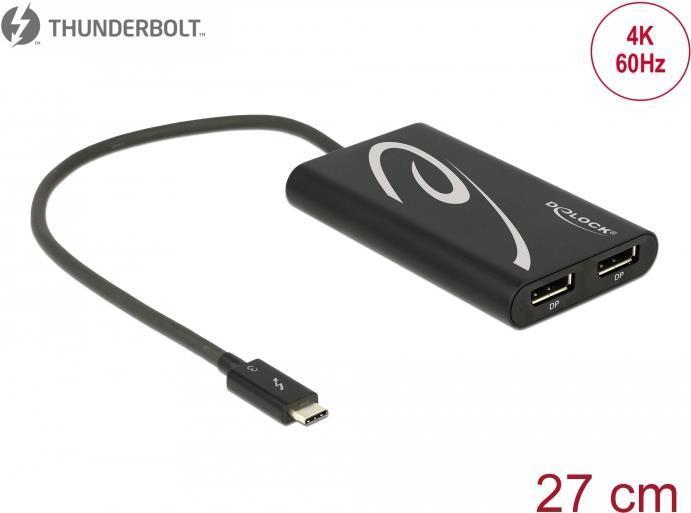 Actual product image Delock Monitor adapter Thunderbolt 3 to 2xDP jack (DP, 27 cm)