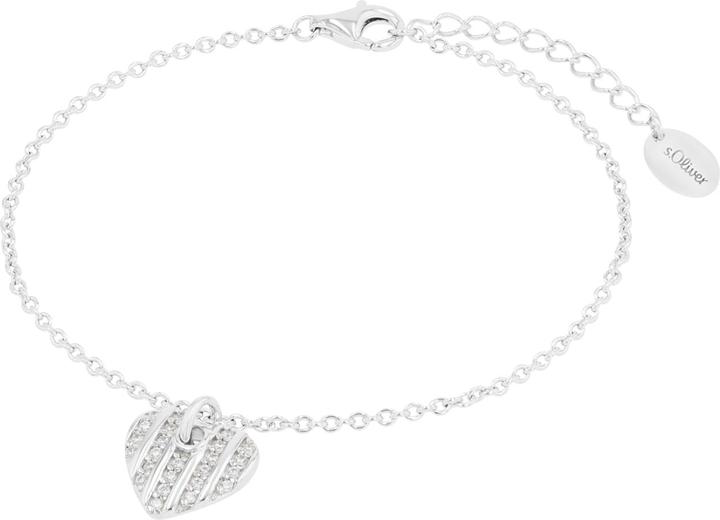 Actual product image S.Oliver Bracelet for ladies, 925 Sterling silver, zirconia synth. | heart (20 cm, Silver 925)
