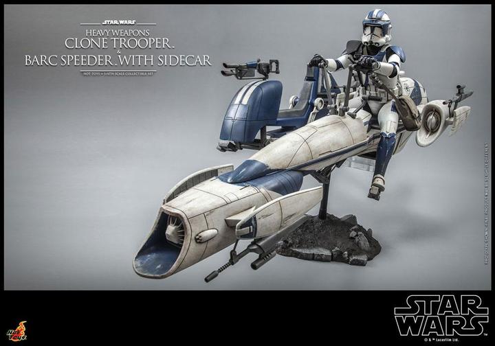 Actual product image Hot Toys Star Wars The Clone Wars figurine 1/6 Heavy Weapons Clone Trooper & BARC Speeder with Sidecar 30 cm